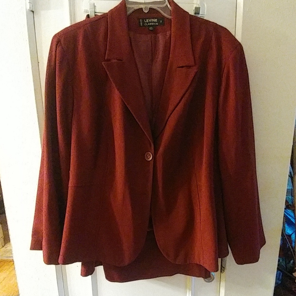 Burgundy skirt suit